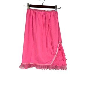 Vintage Ruffle Sheer Slip Lingerie M Pink Feminine Coquette Sexy Retro 60s Chic
